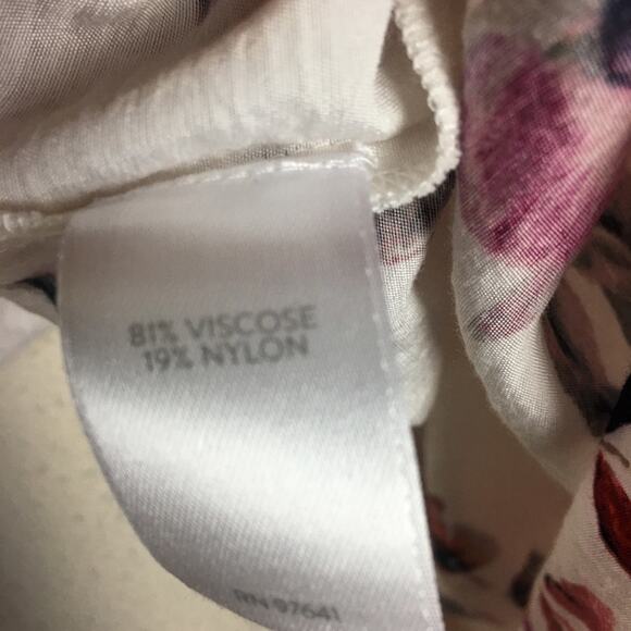 J Jill White& Red  Floral Pop Over Top Long Sleeve  Blouse  Medium - Picture 6 of 7